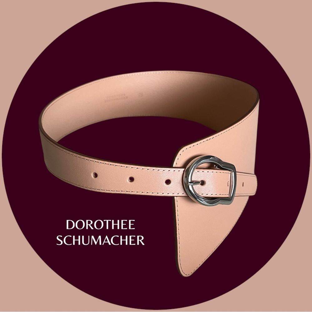 Dorothee Schumacher Beige Leather Belt with Silver Buckle NEW small sz 75